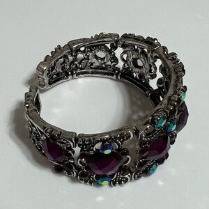 Vintage-Inspired Purple Crystal Stretch Bracelet - Women's Jewelry